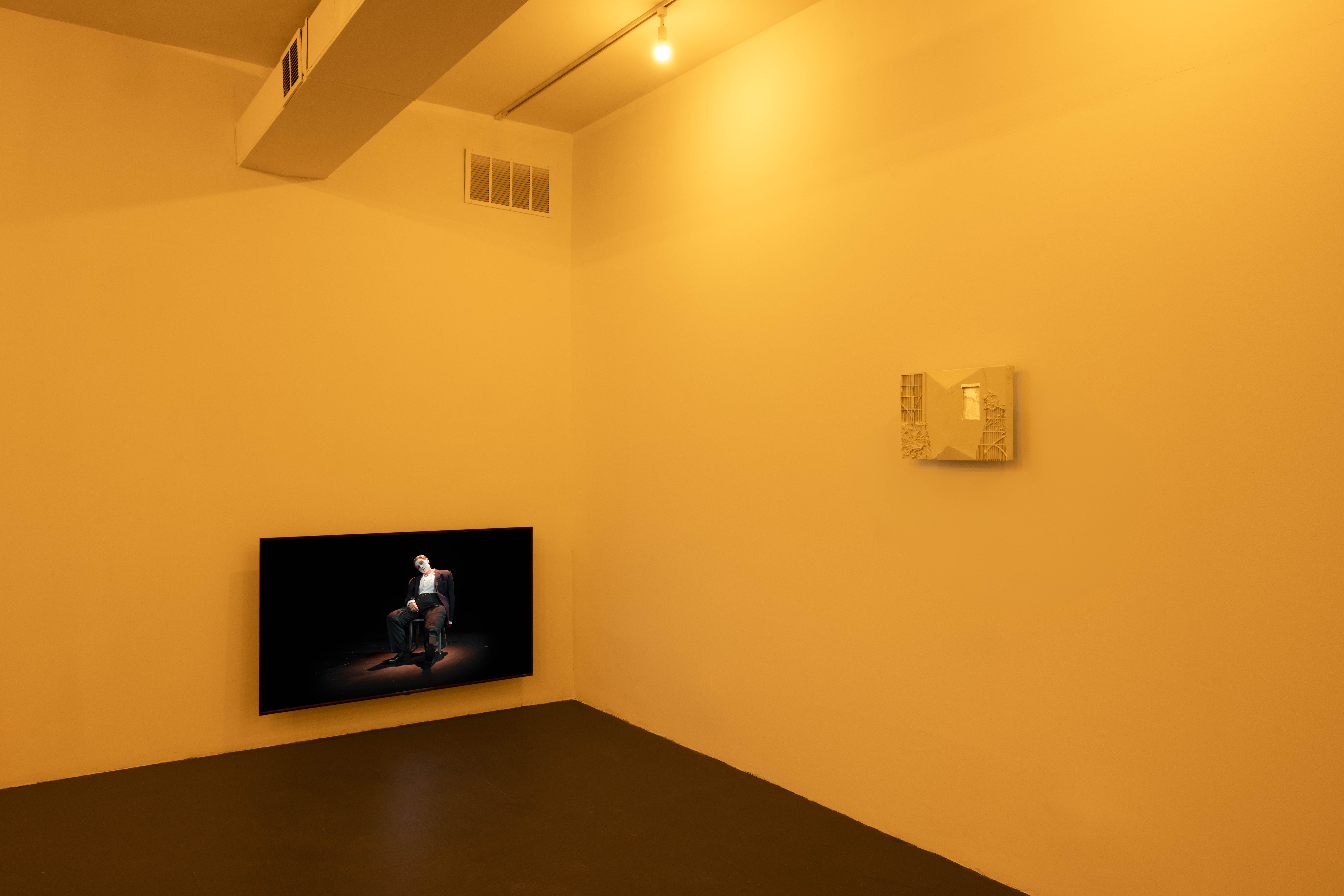 IAnimal Behavior, after
2024-26
Painted epoxy wall relief with leaf and UHD video with sound
[Wall relief] 12 x 17 x ½ inches 
(30.5 x 43.2 x 1.3 cm)
[Display hardware] 57 x 33 x 2 ½ inches 
(144.8 x 83.8 x 6.4 cm)
Edition of 3 + 1AP